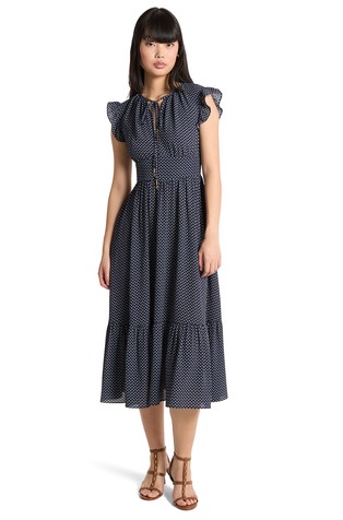 Vzorčasta midi obleka