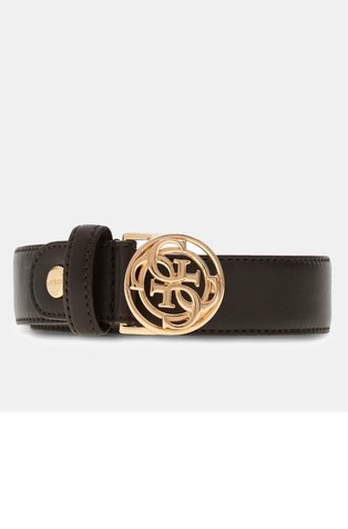 Faux-leather belt with logo buckle