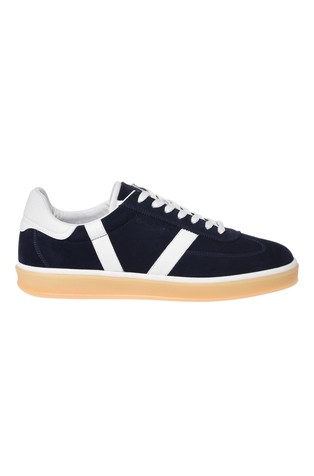 Suede sneakers with contrast trims