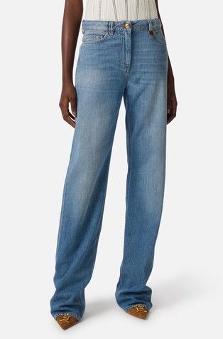 Oversized fit jeans hlače z logo detajlom