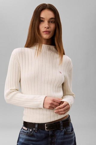 Woven Monologo Mock Jumper