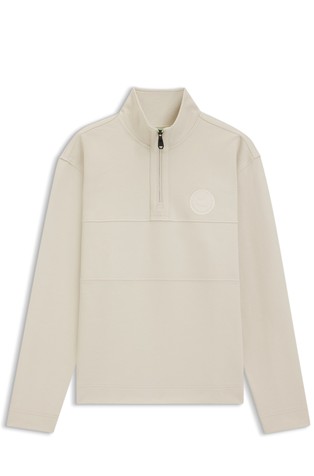 Pulover iz bombažne mešanice s teniškim logo našitkom