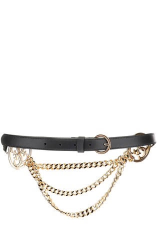 Faux-leather belt with 4G logo and chain