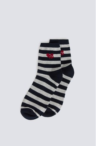 Long striped hearts sock