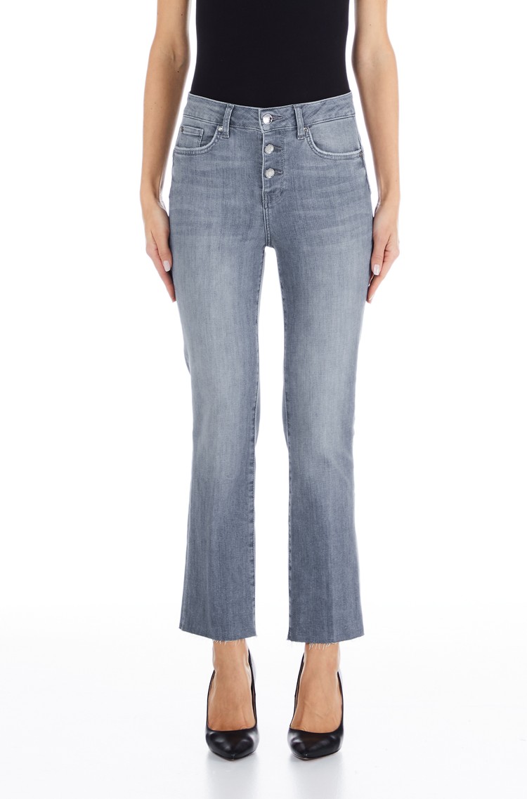 LIU JO Cropped zvončaste jeans hlače Modra - Washed Blue 