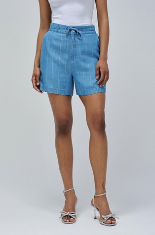 High-waist shorts in stretch lyocell