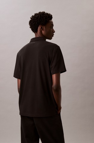 CALVIN KLEIN Polo majica s kratkimi rokavi iz viskozne mešanice Črna - Black 2