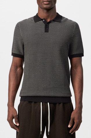 Regular fit žakarska pletena polo majica s kratkimi rokavi