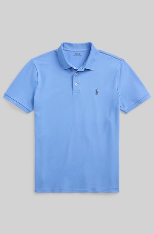 RALPH LAUREN Custom slim fit raztegljiva polo majica z mrežasto strukturo Modra - Canvas Blue 4