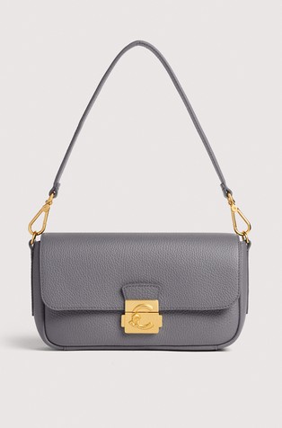 C-Me Lock Leather Shoulder Bag