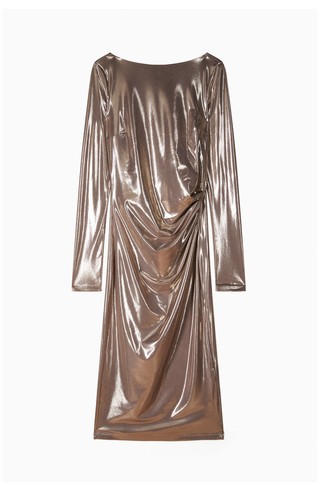 Laminated long sleeved dress