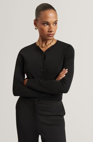 Cropped Crew Neck Cardigan