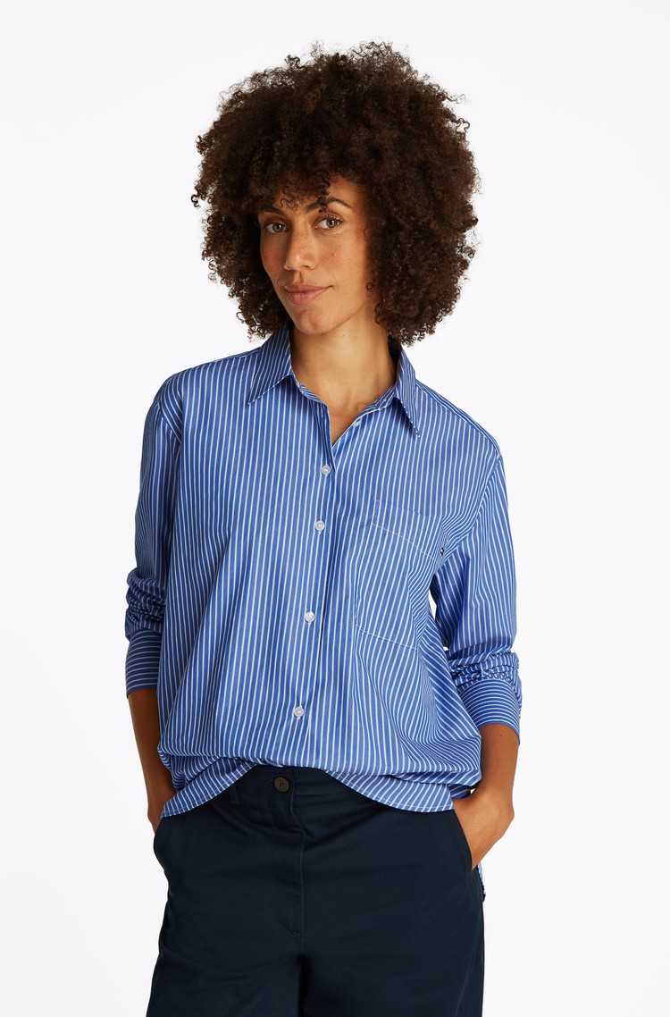 TOMMY HILFIGER Črtasta srajca iz organskega bombaža Modra - Blue / White 