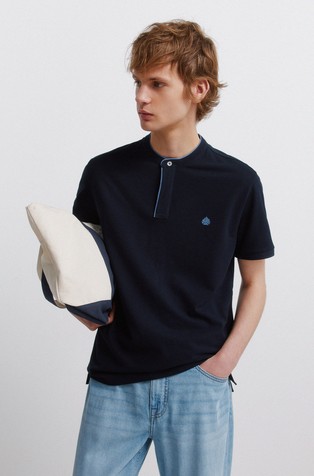 Slim fit piké polo majica z mandarin ovratnikom