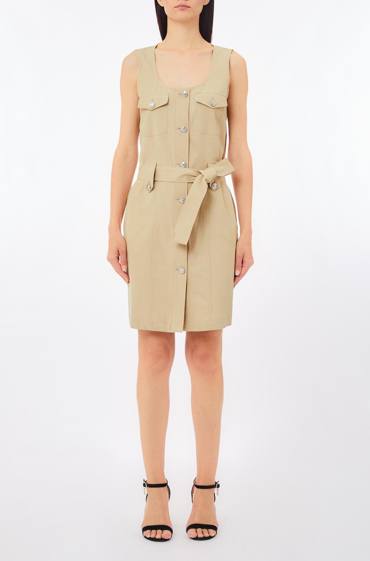LIU JO Short cotton-blend dress Beige 