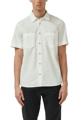Regular fit lightweight short-sleeved shirt in textured cotton with breast pockets