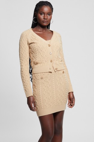 Braided cardigan with V-neck