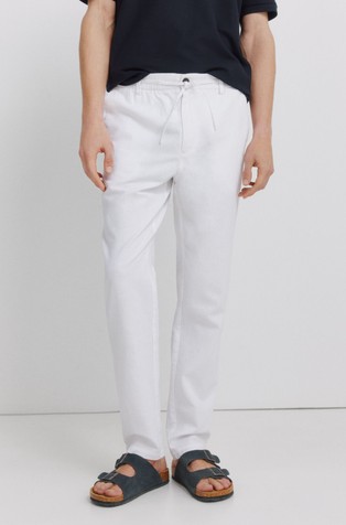 Comfort fit hlače iz mešanice bombaža in lana