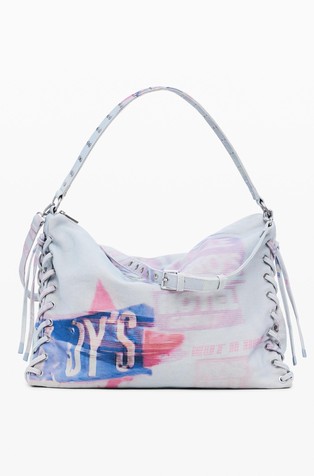 DESIGUAL Medium canvas printed shoulder bag Blue / Multi 2