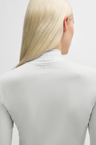 HUGO BOSS Majica z dolgimi rokavi iz viskozne mešanice Siva - Dove Grey 3