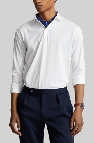 Classic Fit Lisle polo majica z dolgimi rokavi