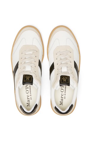 MARC O'POLO Usnjene superge s kontrastnimi detajli Bela - White / Black 4