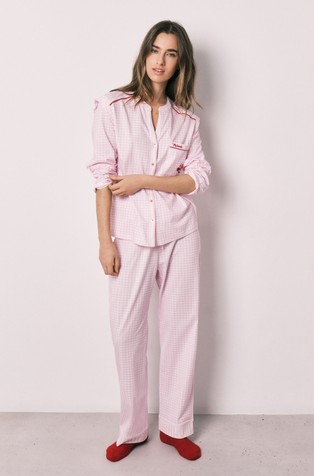 Cotton mandarin collar long pyjamas