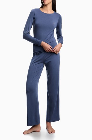 Pižama z dolgimi rokavi iz liocelne mešanice z volno