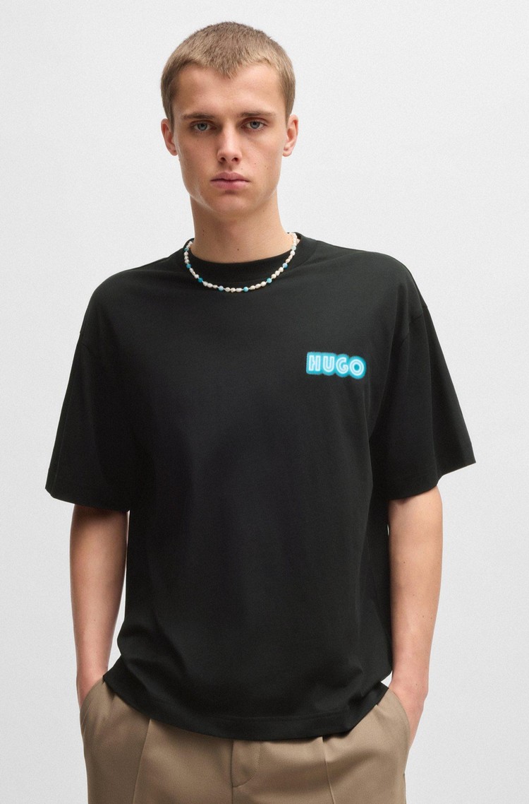 HUGO BOSS Cotton-jersey T-shirt with back print Black 
