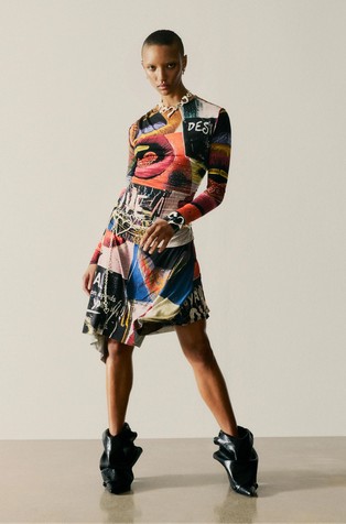 Midi obleka z motivom ustnic