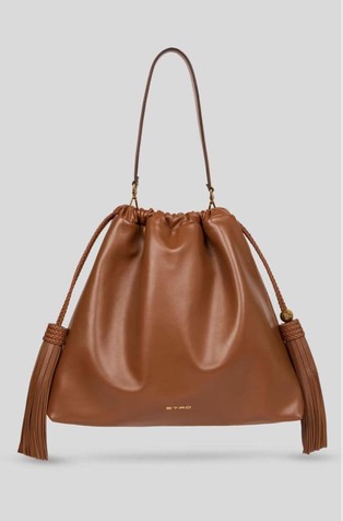 Large leather bag with tassels