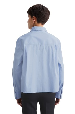 MARC O'POLO Cropped srajca iz bombažnega poplina Modra - Blue 2