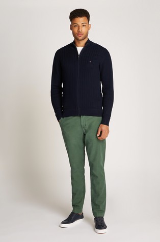 TOMMY HILFIGER Pletena jopa z vzorcem ribje kosti Modra - Dark Blue 3