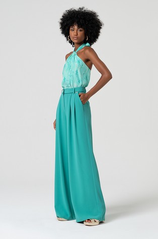 FRACOMINA Palazzo pant with high waist Turquoise 2