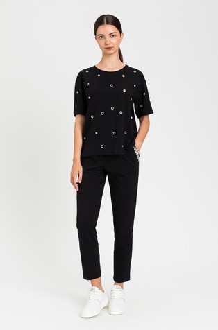 Trenirka iz bombažne mešanice z okrasnimi kamenčki