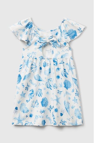 BENETTON Cotton dress with shell print White / Blue 2