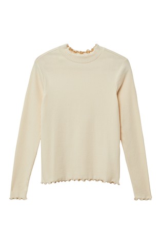 Ribbed long sleeve shirt in slim fit with rolled hem