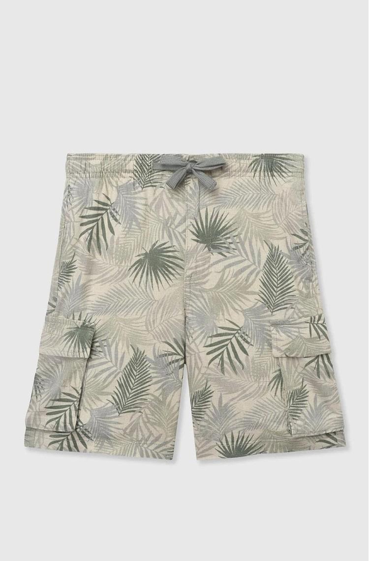 BENETTON Vzorčaste bermuda cargo hlače iz lanene mešanice Bež - Beige 