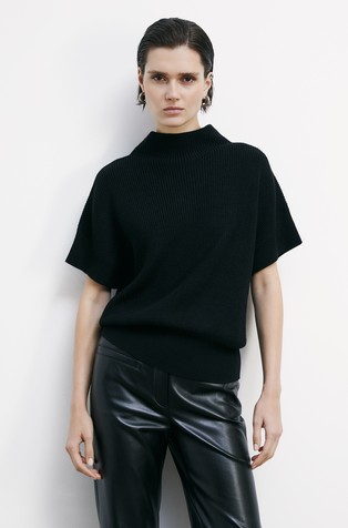 Essential pleten pulover s kratkimi rokavi