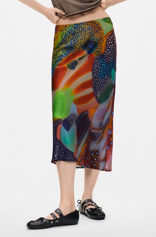 Printed midi skirt