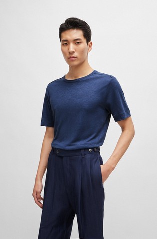 Regular-fit T-shirt in linen and silk
