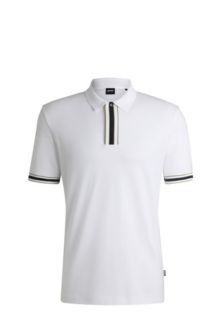 Interlock-cotton polo shirt with contrast tipping