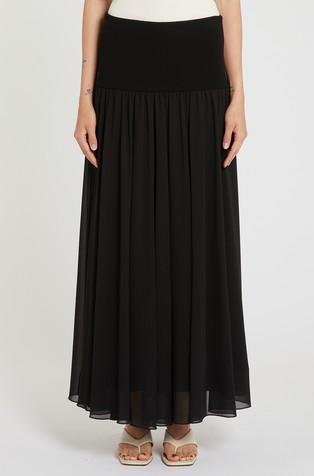 Long flared georgette skirt