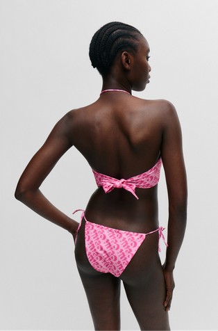 HUGO BOSS Bandeau bikini top with repeat logo print Pink 2