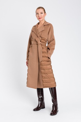 Double-breasted coat with quilted inserts