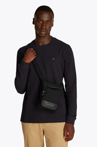 TOMMY HILFIGER TH Business torba za čez ramo s kovinskim logotipom Črna - Black 5