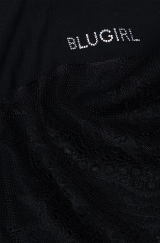 BLUGIRL Modal-silk scarf with lace Black 3