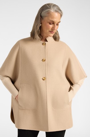 Reversible Wool blend Cape With Short sleeves