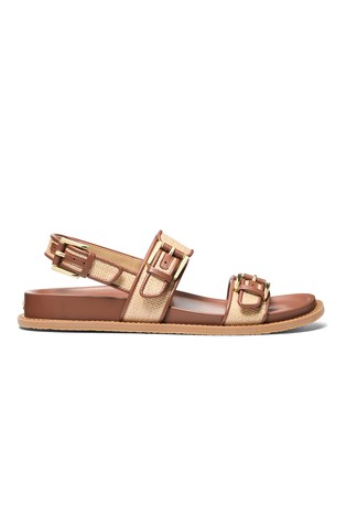 Nia Raffia-effect Sandals with Leather Trims