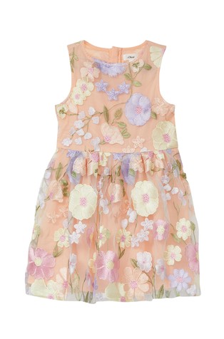 Short dress with embroidered tulle